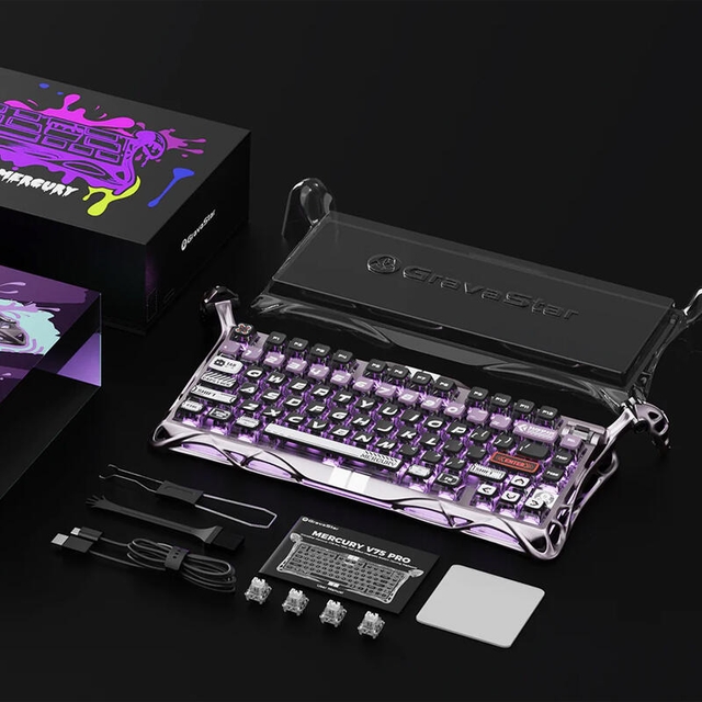 GravaStar Gaming Keyboard Mercury V75 Pro 75% Hall Effect Magnetic Switch Iron Purple