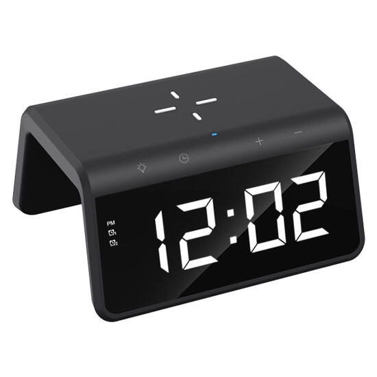 Havit W320 Wireless Charger 15W With Alarm Clock Silver