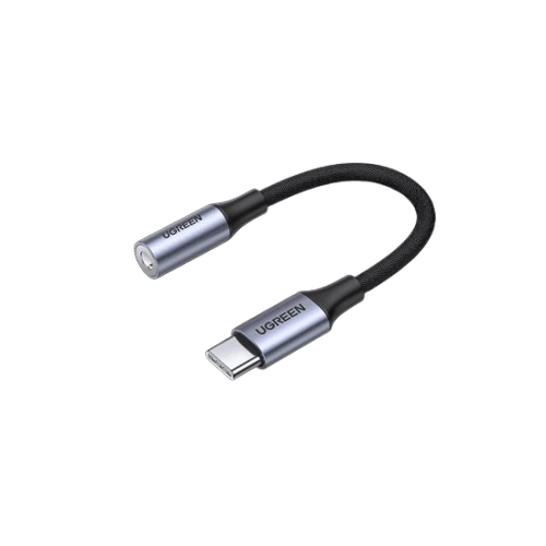 Ugreen USB-C to 3.5mm M/F Cable Aluminum Shell with Braided 10cm 80154 Grey