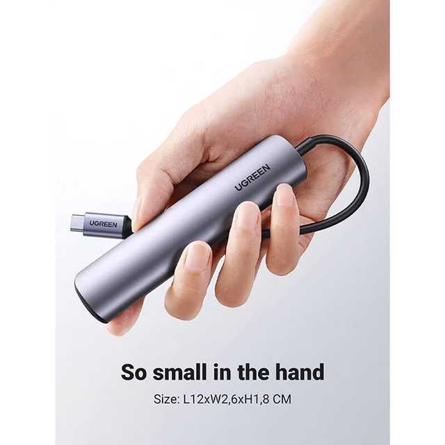 Ugreen 5-in-1 Ultra Slim Hub 2xUSB 3.0 HDMI RJ45 PD 10919 Grey
