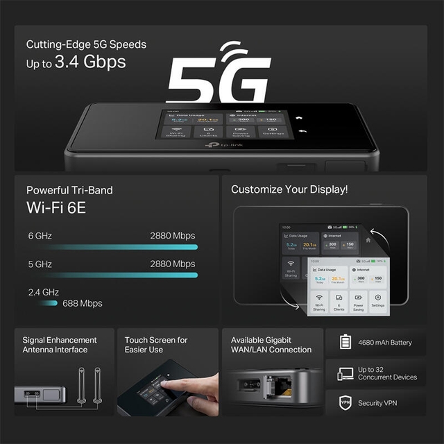 TP-Link Mobile 5G Router M8550 Black
