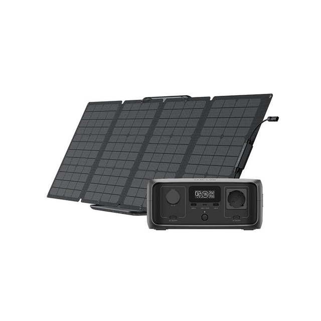 Ecoflow River 3 UPS + 45W TypeC Solar Panel Bundle Black