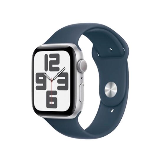 Apple Watch Series SE 2 GPS 2023 44mm Silver Aluminum Case With Storm Blue SB MREC3 S/M