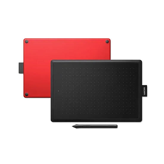 One by Wacom Medium Drawing Tablet CTL672N Black Red