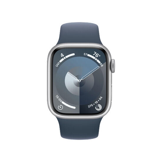 Apple Watch Series 9 GPS 41mm Silver Aluminum Case With Storm Blue Sport Band MR913 M/L
