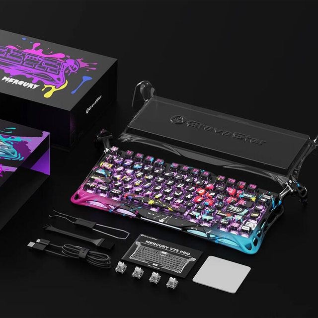 GravaStar Gaming Keyboard Mercury V75 Pro 75% Hall Effect Magnetic Switch Iron Purple