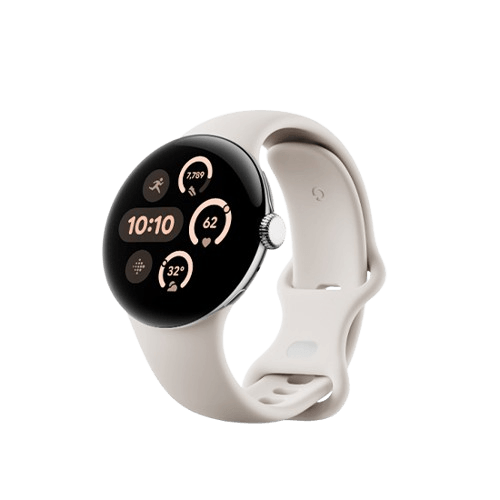 Google Pixel Watch 3 41mm Wi-Fi Polished Silver Aluminum Case with Porcelain Active Band