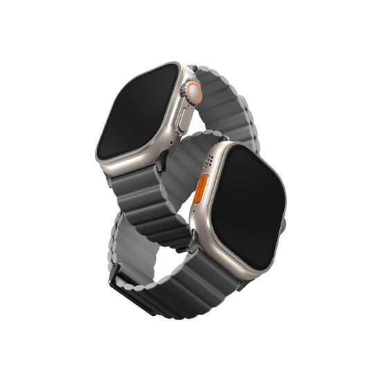Uniq Revix Premium Edition Reversible Magnetic Apple Watch Strap 49/45/44/42Mm Charcoal/Ash Grey