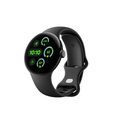 Google Pixel Watch 3 41mm Wi-Fi Matte Black Aluminum Case with Obsidian Active Band