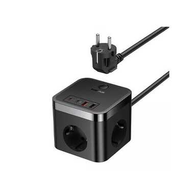 Baseus PowerCombo Cube Power Strip 3AC+2U+2C 30W 1.5m EU E00066400117-00 Black