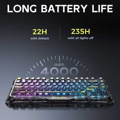 GravaStar Gaming Keyboard Mercury K1 Lite 75% Wireless Mechanical Transparent Black
