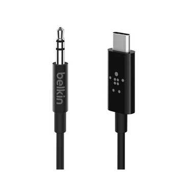 Belkin RockStar 3.5mm Audio Cable With USB-C Connector F7U079bt03-BLK Black